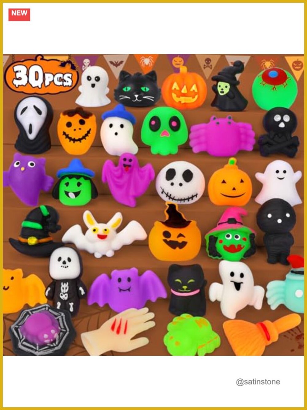 30 Pack Halloween Mochi Squishy Toys Party Favors for Kids TPR Fidget